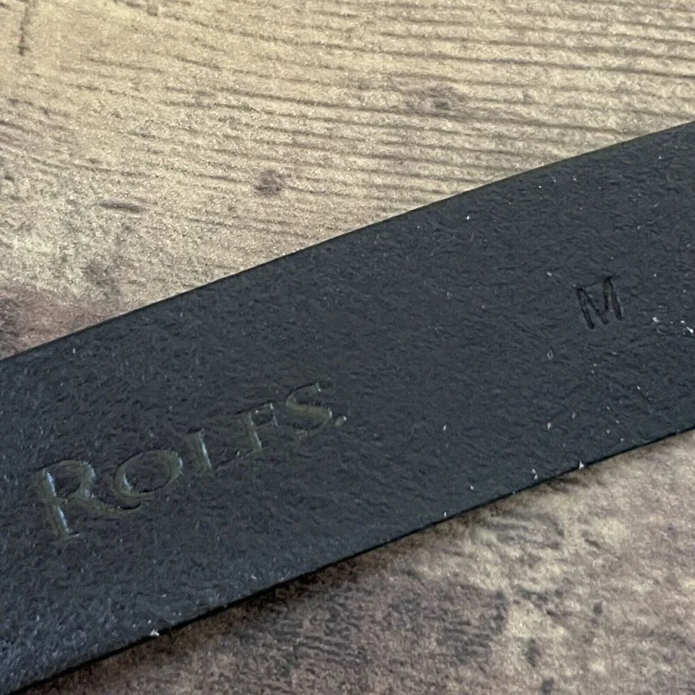 Rolf's Mens Brown Leather Belt Sz M Burnished Silver Square Buckle Dress Casual